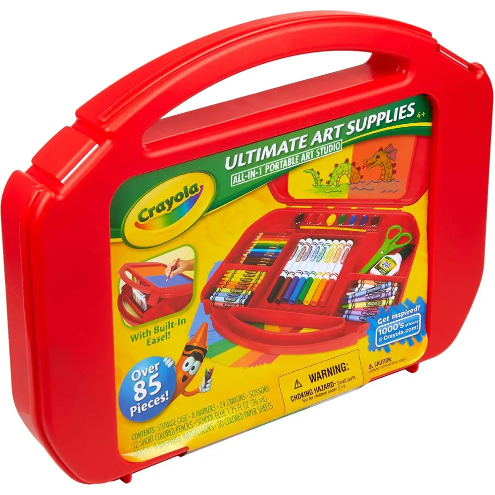 Red Crayola art supplies case from Crayola 85-Piece Art Set with Easel