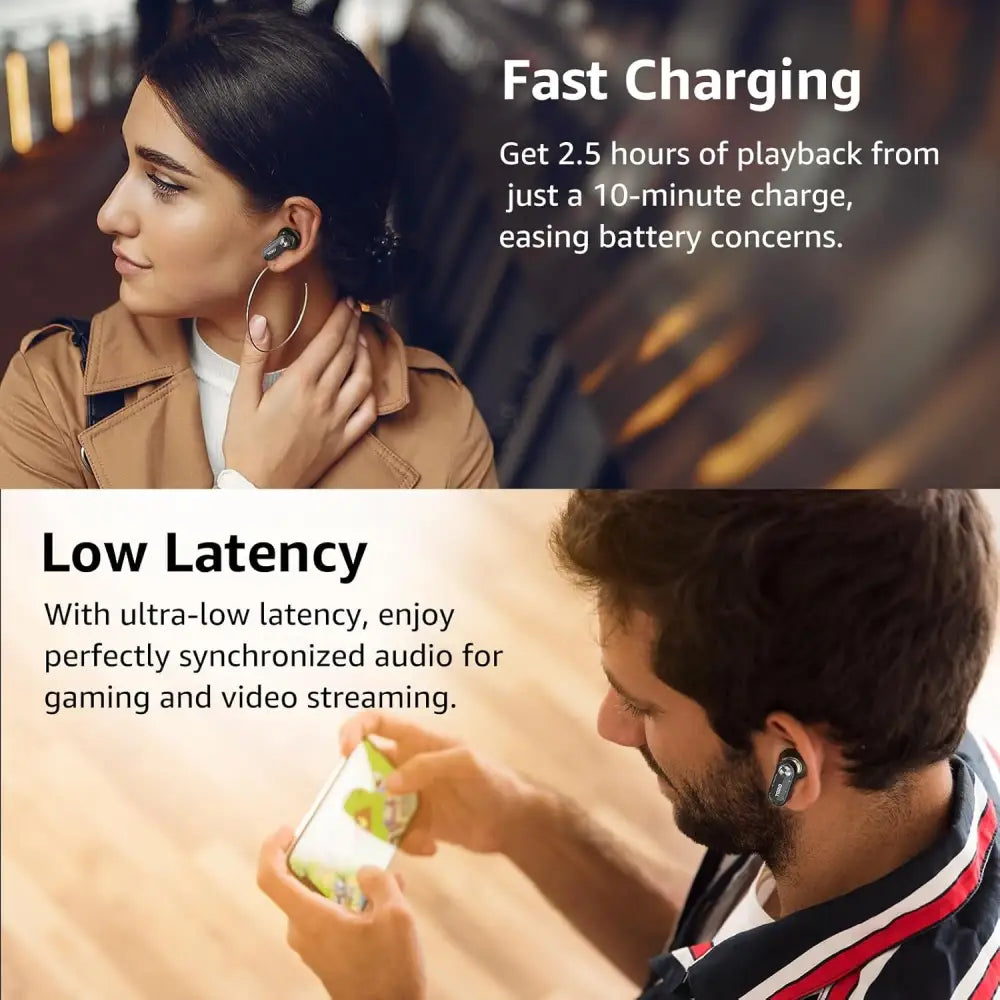 Wireless earbuds with fast charging, low latency, Tozo Crystal Pods with Hybrid ANC