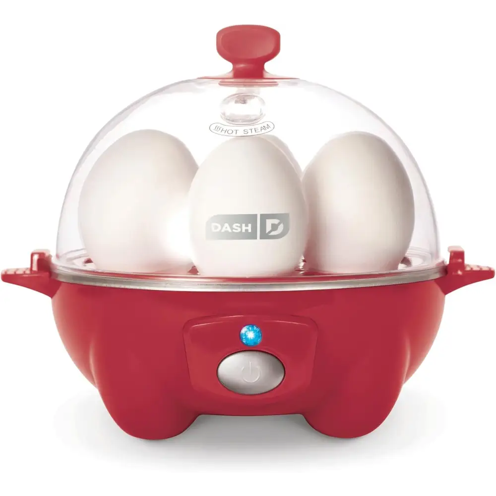 Red electric Dash Rapid Egg Cooker for perfect eggs in a stylish design