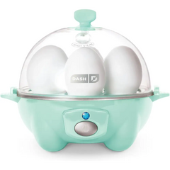 Mint-green Dash Rapid Egg Cooker with clear dome for perfect eggs every time