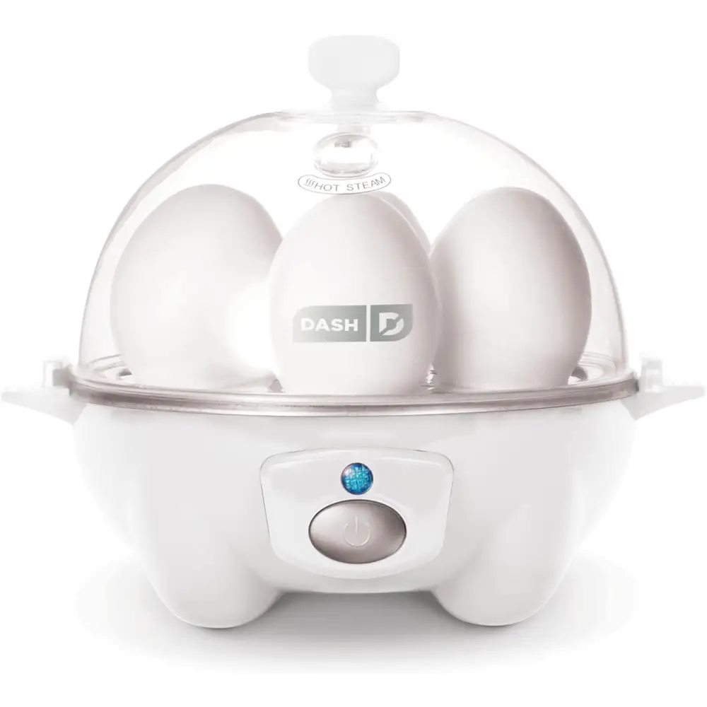 White Dash Rapid Egg Cooker with clear dome for perfect egg cooking