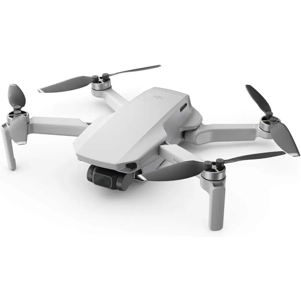Compact gray DJI Mavic Mini Combo Ultra Light Drone on a white background