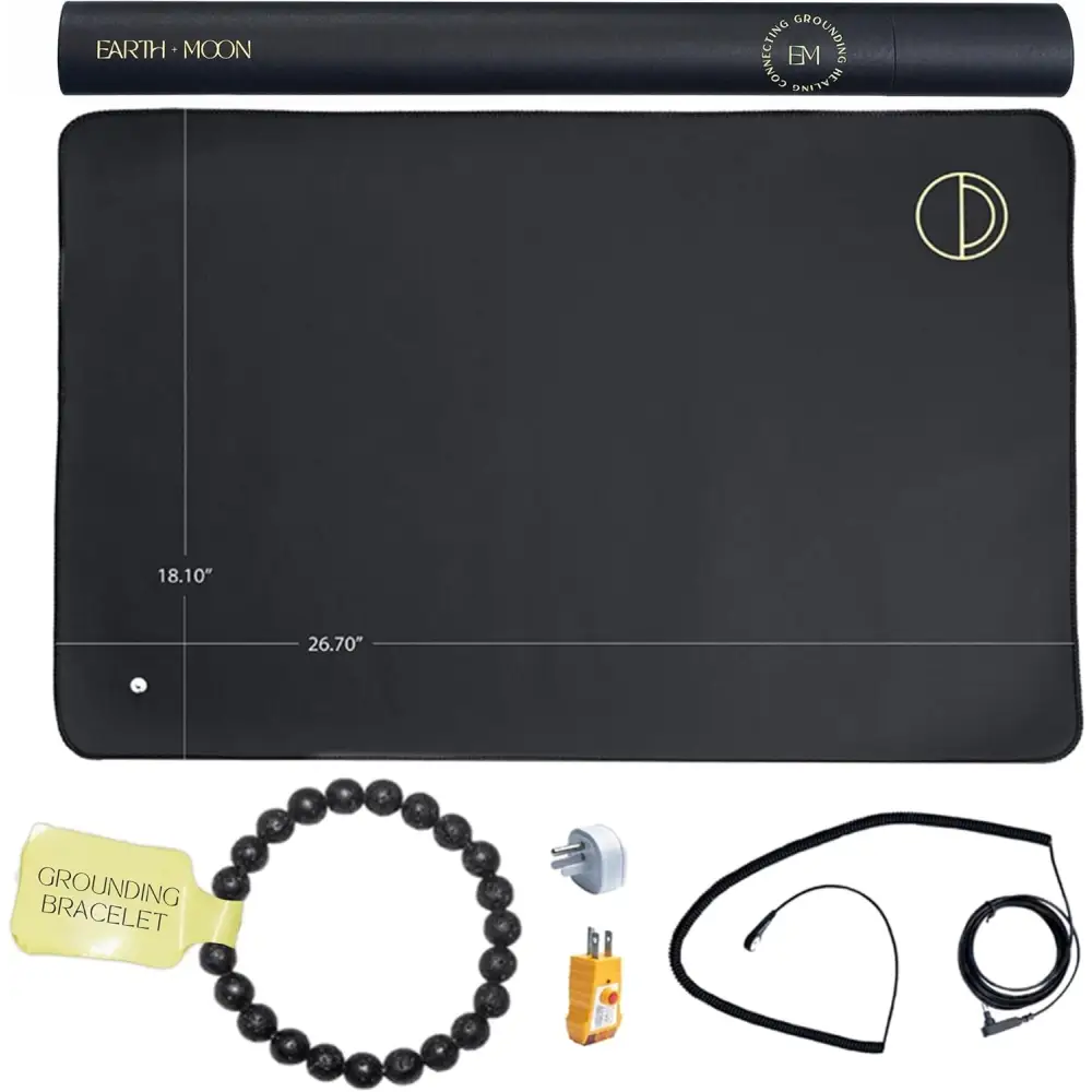 Earth and Moon Grounding Mat with accessories and outlet tester for travel use