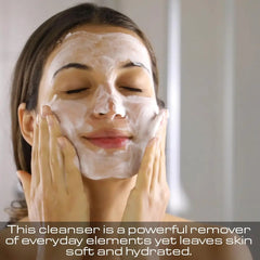 Woman using Gentle Gel Cleanser for Balanced Skin to apply facial cleanser