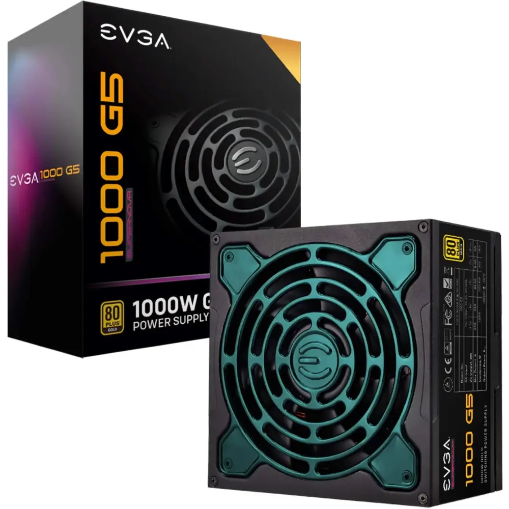 EVGA Supernova 1000 G5 Fully Modular Power Supply with packaging displayed together