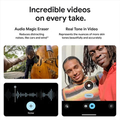 Google Pixel 8a Obsidian showcasing video features and 64MP camera capabilities