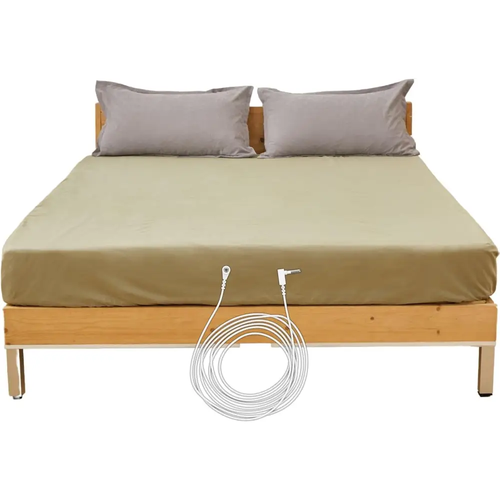 Earthing bed sheet with grounding cord for inflammation reduction in Green Bed