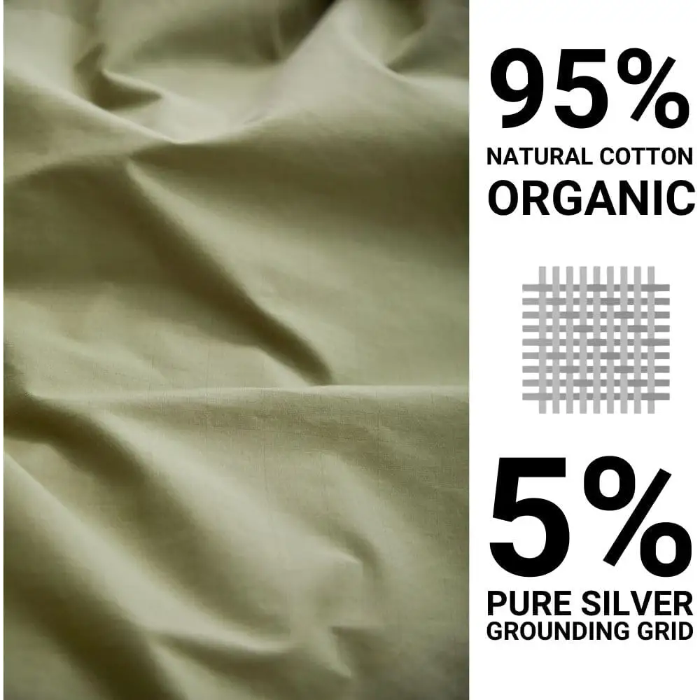 Fabric composition of Green Bed grounding sheet with organic cotton and silver fibers