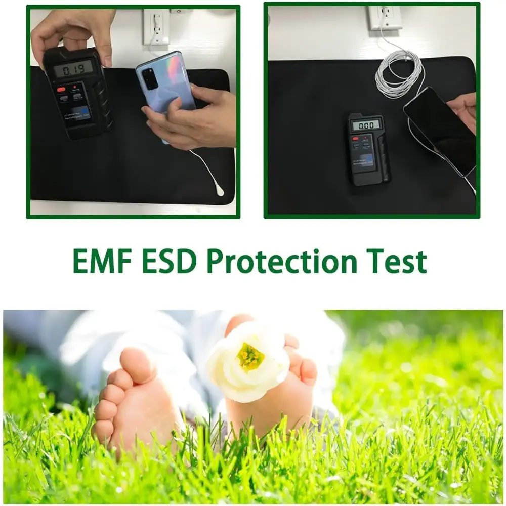 EMF ESD protection test for Black Grounding Mat for Anxiety Reduction and Sleep