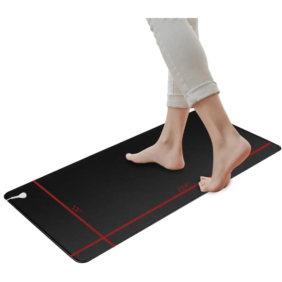 Black foot measuring mat on Black Grounding Mat for Anxiety Reduction and Sleep