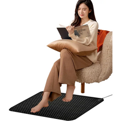 Heated black floor mat from Multi Use Mat with 15ft Grounding Cord Eco Friendly PU Leather