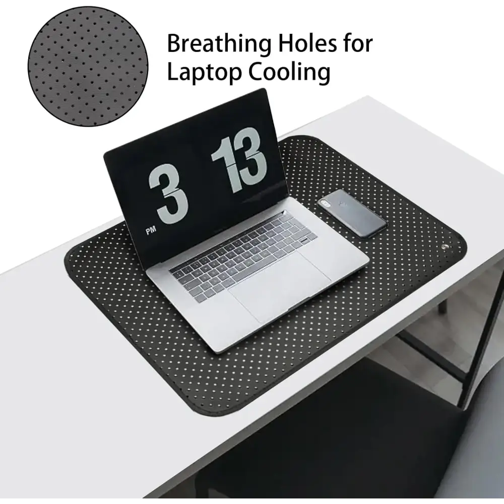 Perforated laptop cooling mat from Multi Use Mat with 15ft Grounding Cord Eco Friendly PU Leather