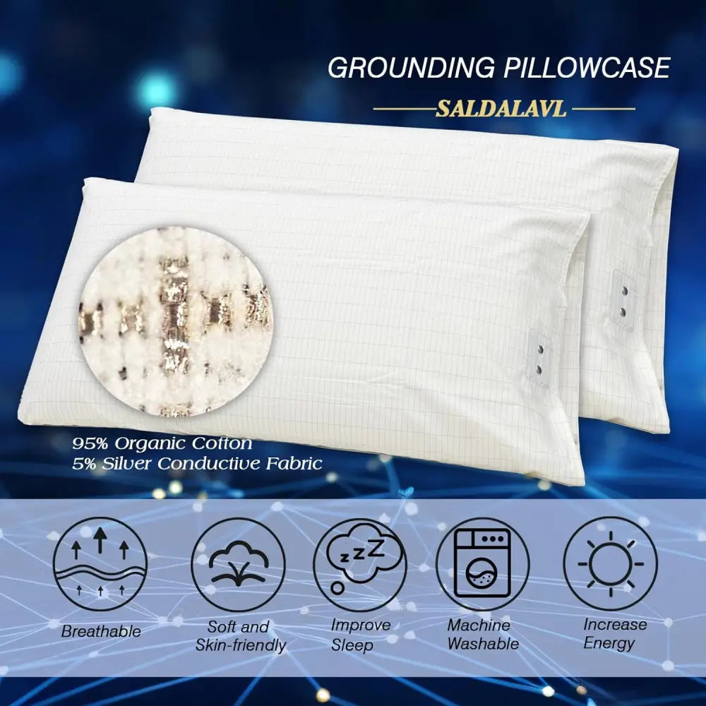 Queen Grounding Pillowcases with Silver Fiber for Enhanced Conductivity and Comfort