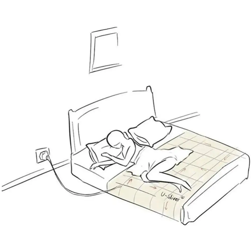Electric blanket on a bed with Silver Fiber Grounding Sheet for natural energy