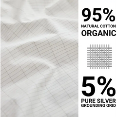 White fabric with grid pattern in GroundingWell Bed Sheet Set for sleep and inflammation relief