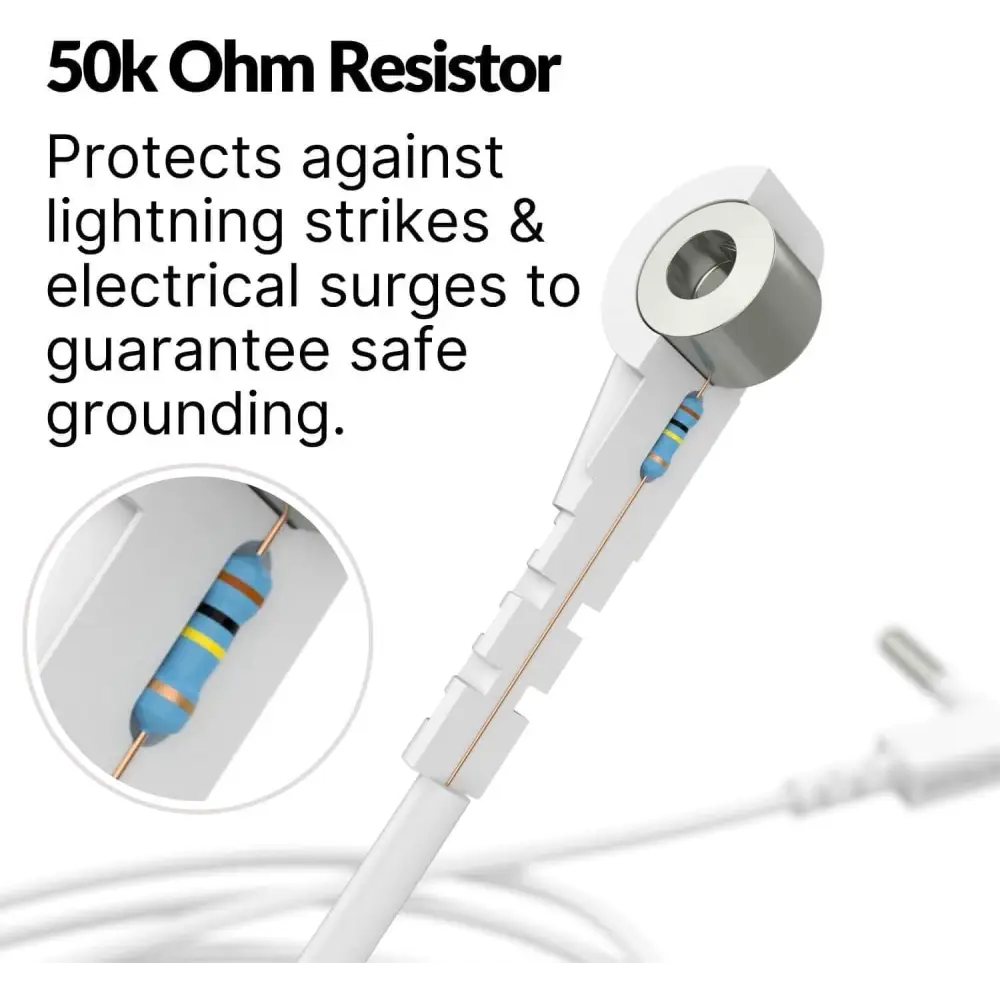 50k Ohm resistor for surge protection in GroundingWell Bed Sheet Set for inflammation relief