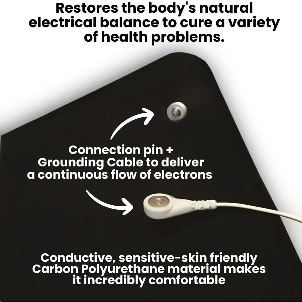 Black GroundingWell Mat with connection pin and cable for natural healing and enhanced sleep