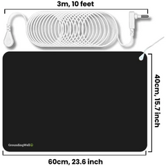 Black GroundingWell Mat with white cord and plug for natural healing and enhanced sleep