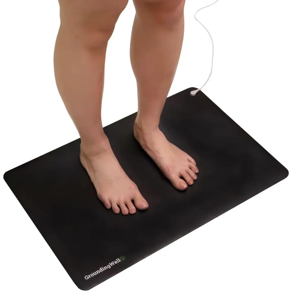 Black GroundingWell Mat with cord for natural healing and enhanced sleep benefits