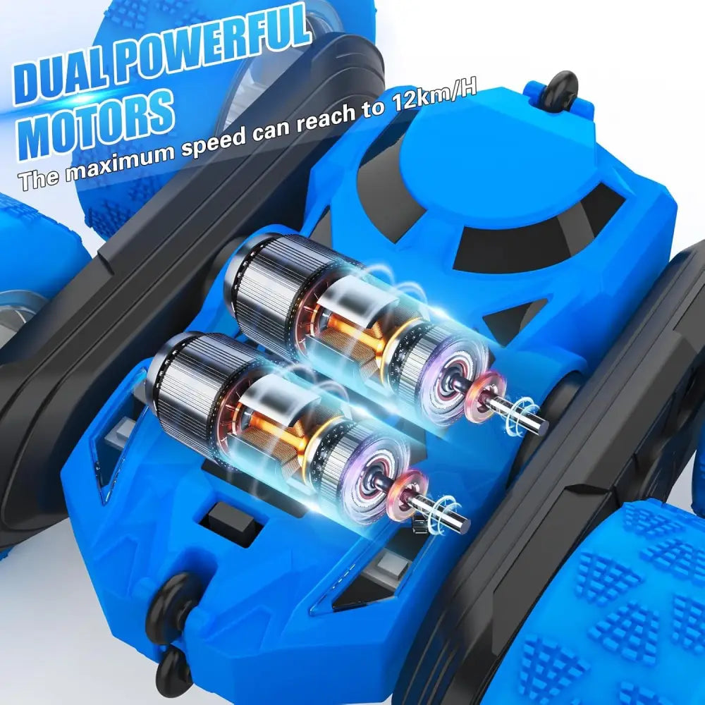Blue toy car with dual motors from Hamdol Remote Control Stunt Car driving product