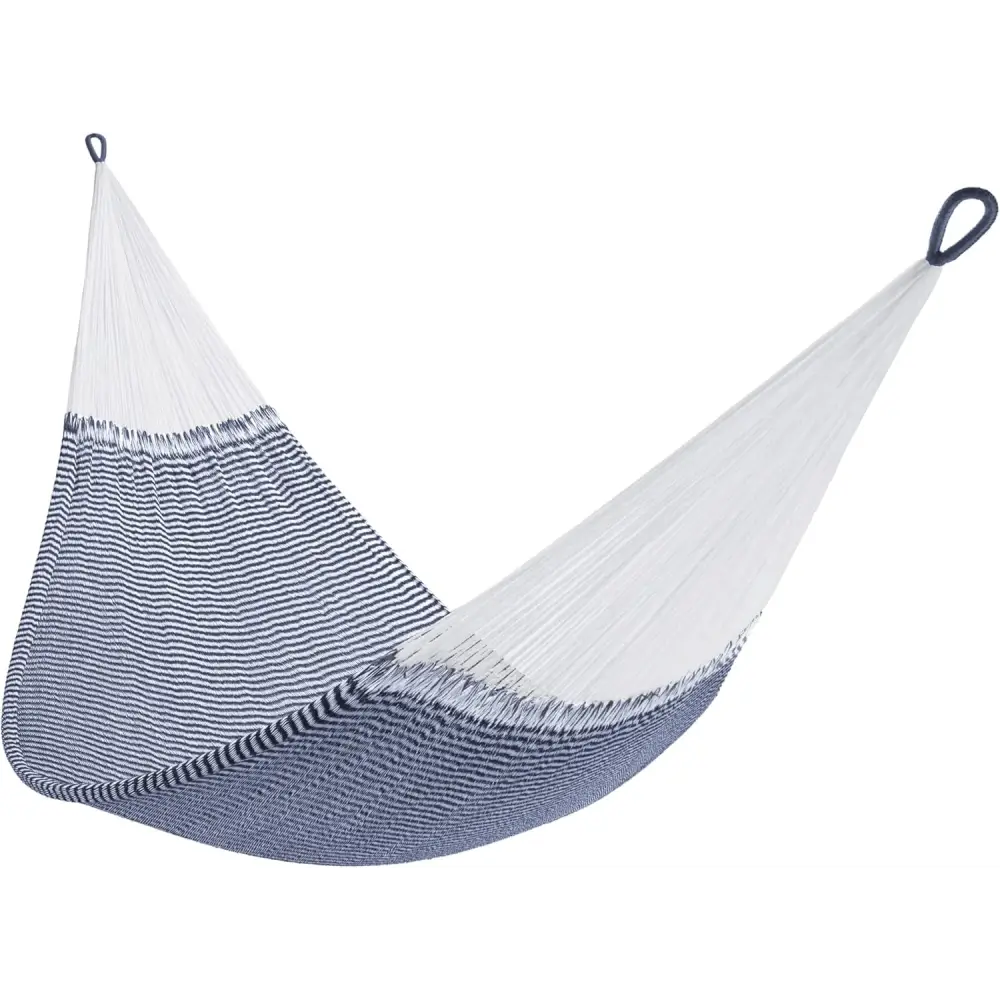 Striped blue and white hammock for Family Size Handwoven Hammock relaxation