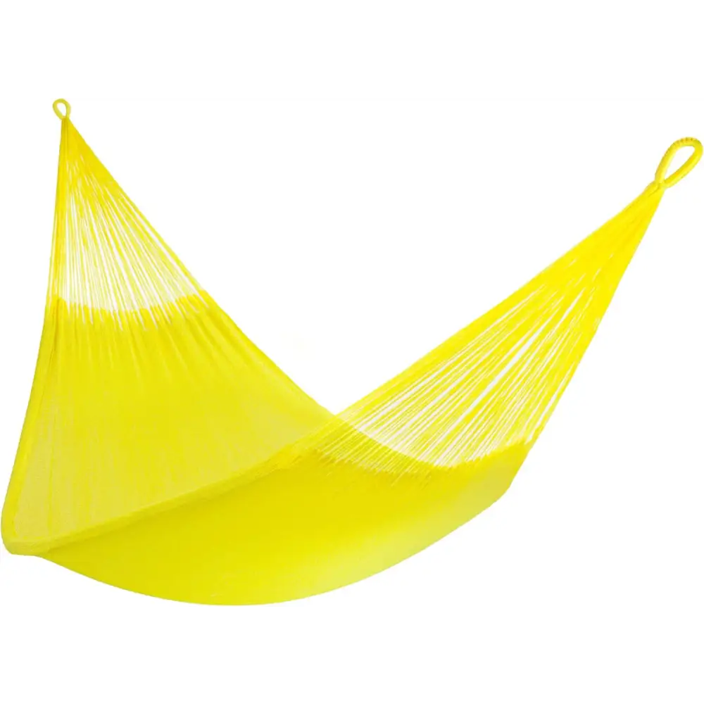 Yellow string hammock in Family Size Handwoven Hammock for Ultimate Relaxation