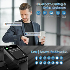 Black Smartwatch Fitness Tracker with Bluetooth calling and smart notifications