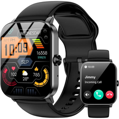 Black Smartwatch Fitness Tracker with 120+ Sports Modes and Heart Rate Monitor displayed