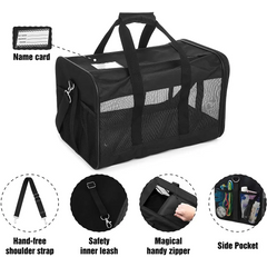 Black Soft-Sided Airline-Approved Pet Carrier with Mesh Sides by Hitchy