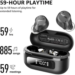 Wireless earbuds and charging case of Hybrid Active Noise Cancelling Earbuds 59H Playtime