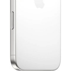White iPhone 16 Pro Max back showcasing Titanium finish and Super Retina XDR display