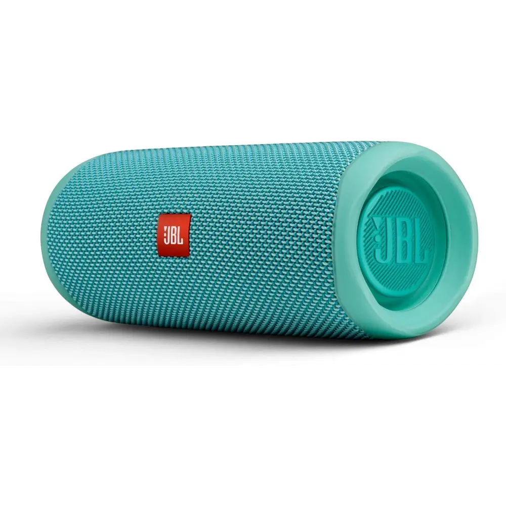 Teal JBL Flip 5 IPX7 Waterproof Speaker with Powerful Pro Sound displayed