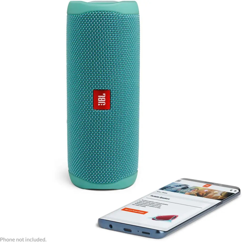 Teal JBL Flip 5 IPX7 Waterproof Speaker with Powerful Pro Sound on display