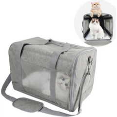 Gray Luxury Airline Approved Pet Carrier with cats for portable travel solution
