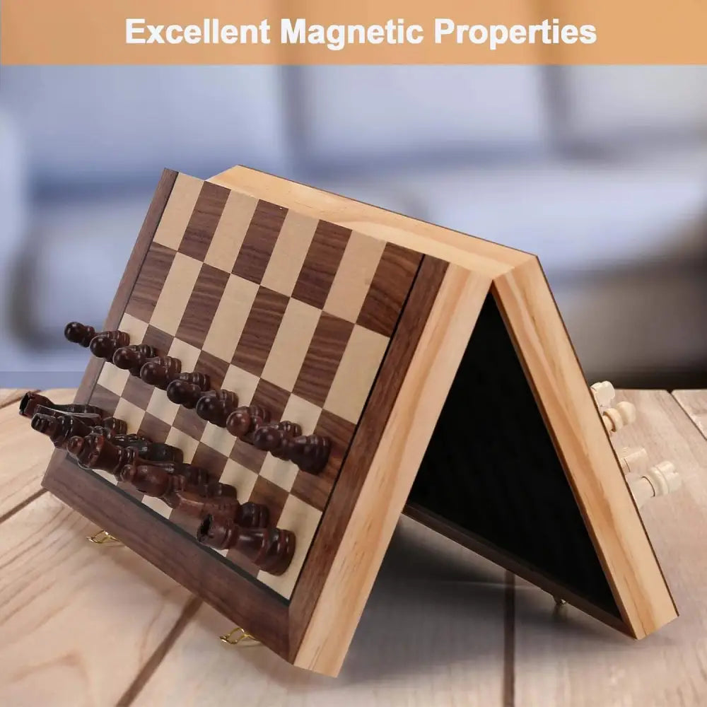 Foldable Magnetic Handmade Wooden Chess Set with elegant design and sturdy craftsmanship