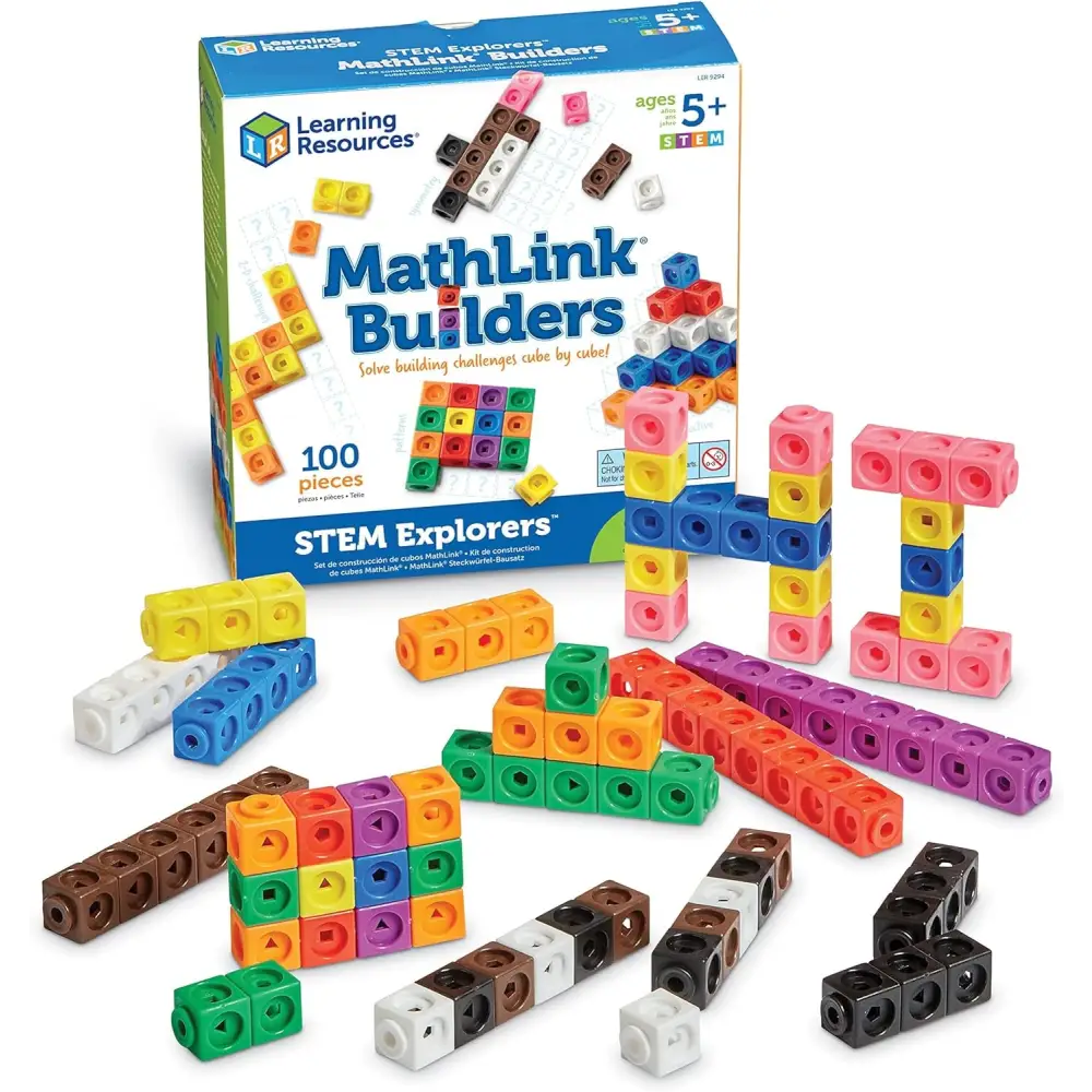 Colorful MathLink Cubes STEM building toy for enhancing fine motor skills and creativity