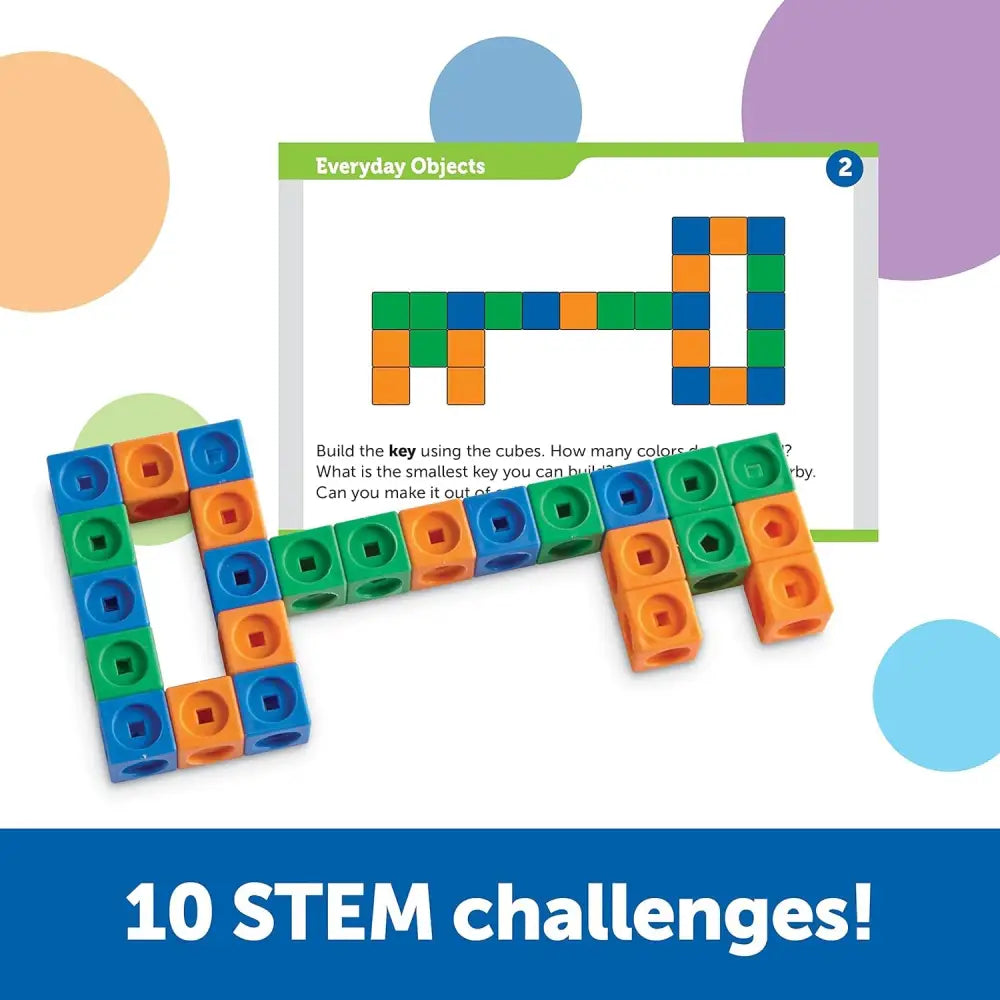 Colorful interlocking cube key displayed with MathLink Cubes 100 Piece STEM Toy