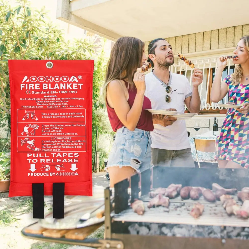 Red AOOHOOA 3-Pack Emergency Fire Blanket for ultimate safety and fire protection