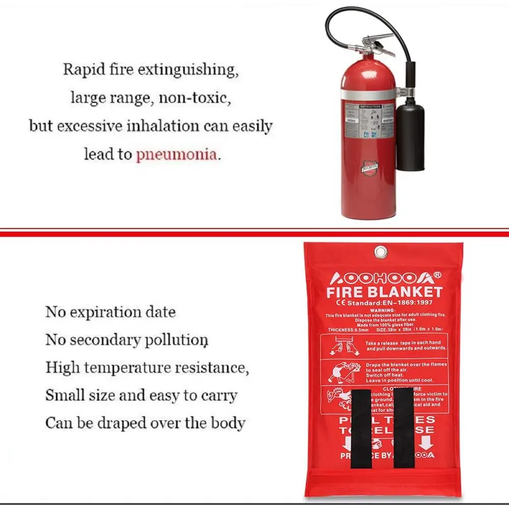 Fire safety equipment including AOOHOOA 3-Pack Emergency Fire Blankets for ultimate safety