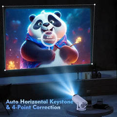 White Mini Portable Projector with 180° Rotatable Screen for versatile viewing