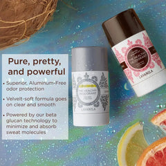 Two deodorant sticks of Natural Aluminum Free Deodorant for Girls and Teens