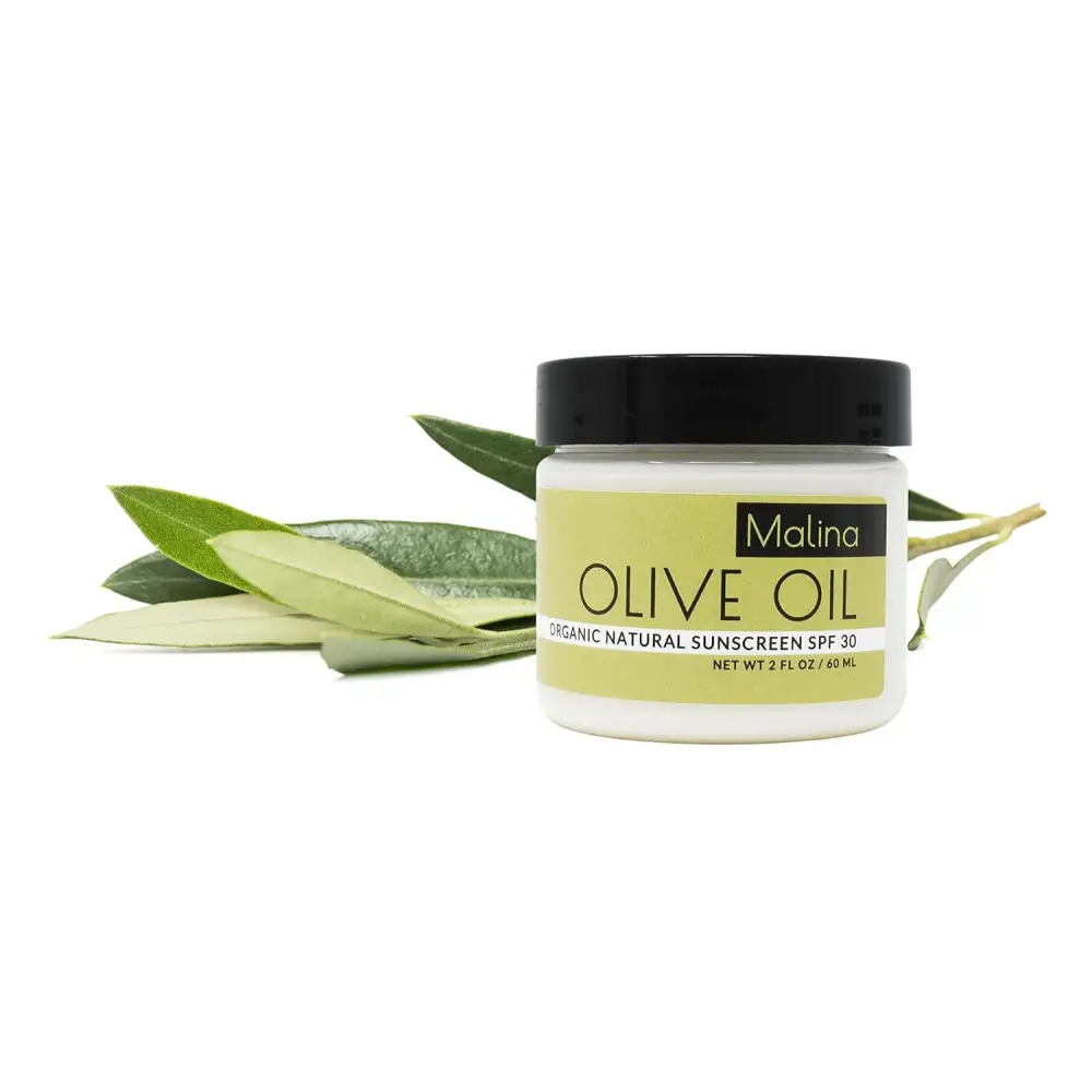 Jar of Organic Olive Oil SPF 30 Natural Sunscreen for effective sun protection