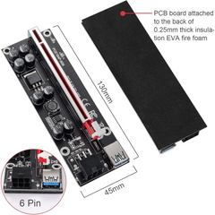 PCI-e riser card with foam backing from V009S-PLUS GPU Riser Card 16x PCIe Kits