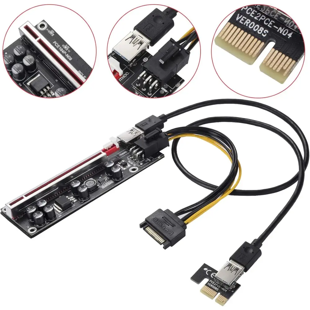V009S-PLUS GPU Riser Card 16x PCIe Kits with cables for enhanced graphics card support