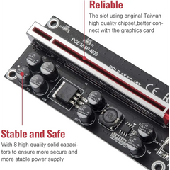 PCIe riser card with solid capacitors from V009S-PLUS GPU Riser Card 16x PCIe Kits
