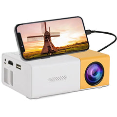 White and yellow mini projector with phone for Portable WiFi LED Projector home theater