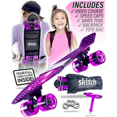 Purple skateboard kit from Premium Kids Skateboard Gift Set for fun outdoor activities