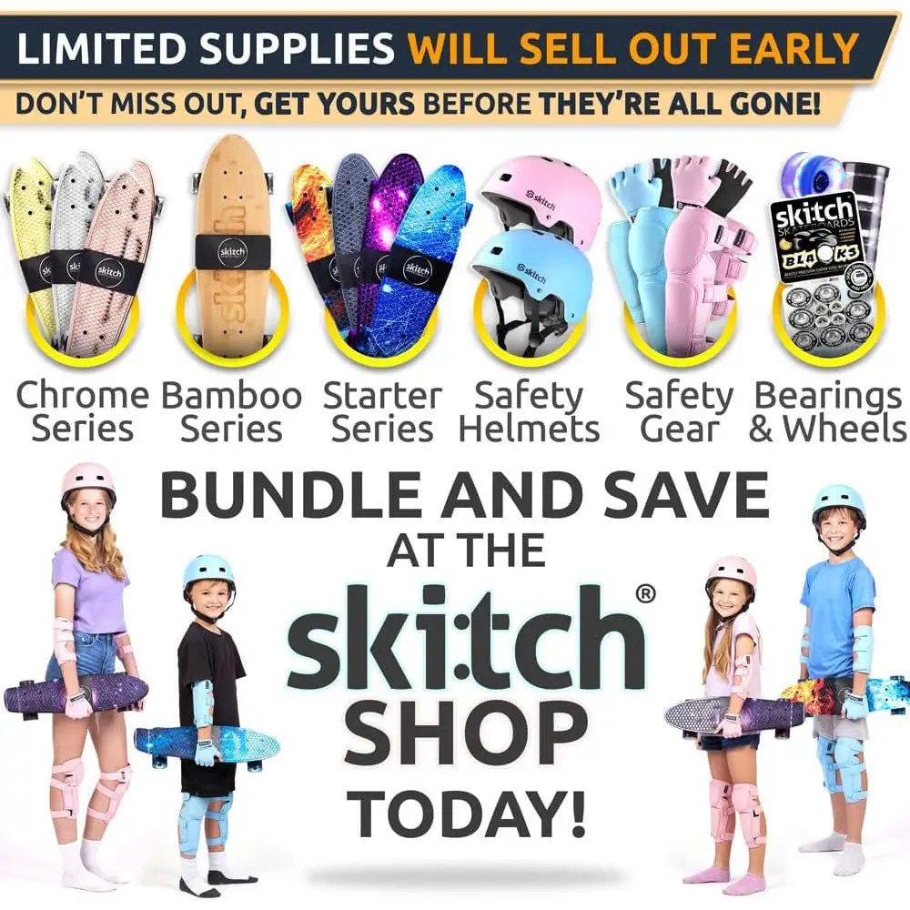 Premium Kids Skateboard Gift Set featuring skateboard and safety gear for children