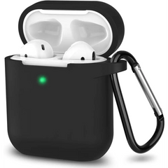 Black wireless earbuds case with carabiner for Premium Silicone AirPods Case