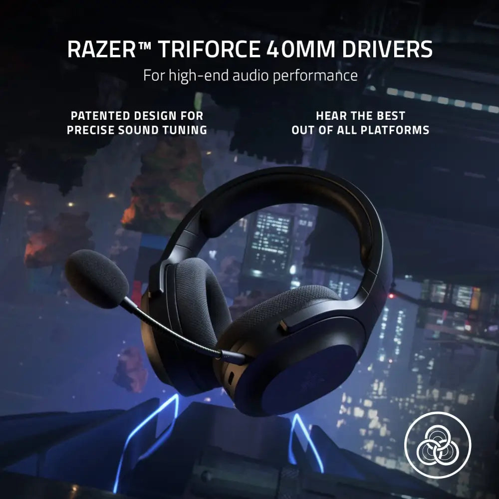 Black Razer Barracuda X Wireless USB-C Headset with Detachable Microphone